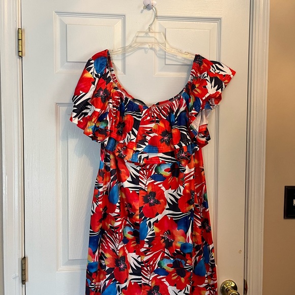 Women's Plus Size Off the Shoulder Floral Print Bodycon Holiday Summer Dress 20W - Picture 6 of 7